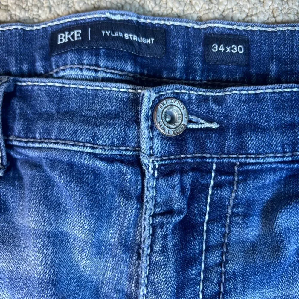BKE jeans Tyler Straight 34x29 embroidered western stitched blue wash Buckle - Picture 4 of 7